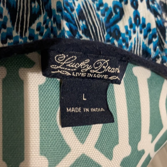 Lucky Brand Blue/White Patterned Top L - Picture 3 of 3
